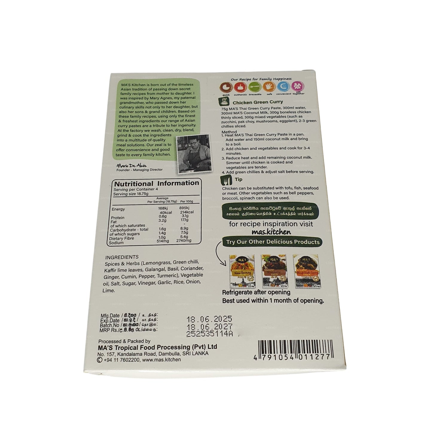 MA: s kök thailändsk grön currypasta (60g)