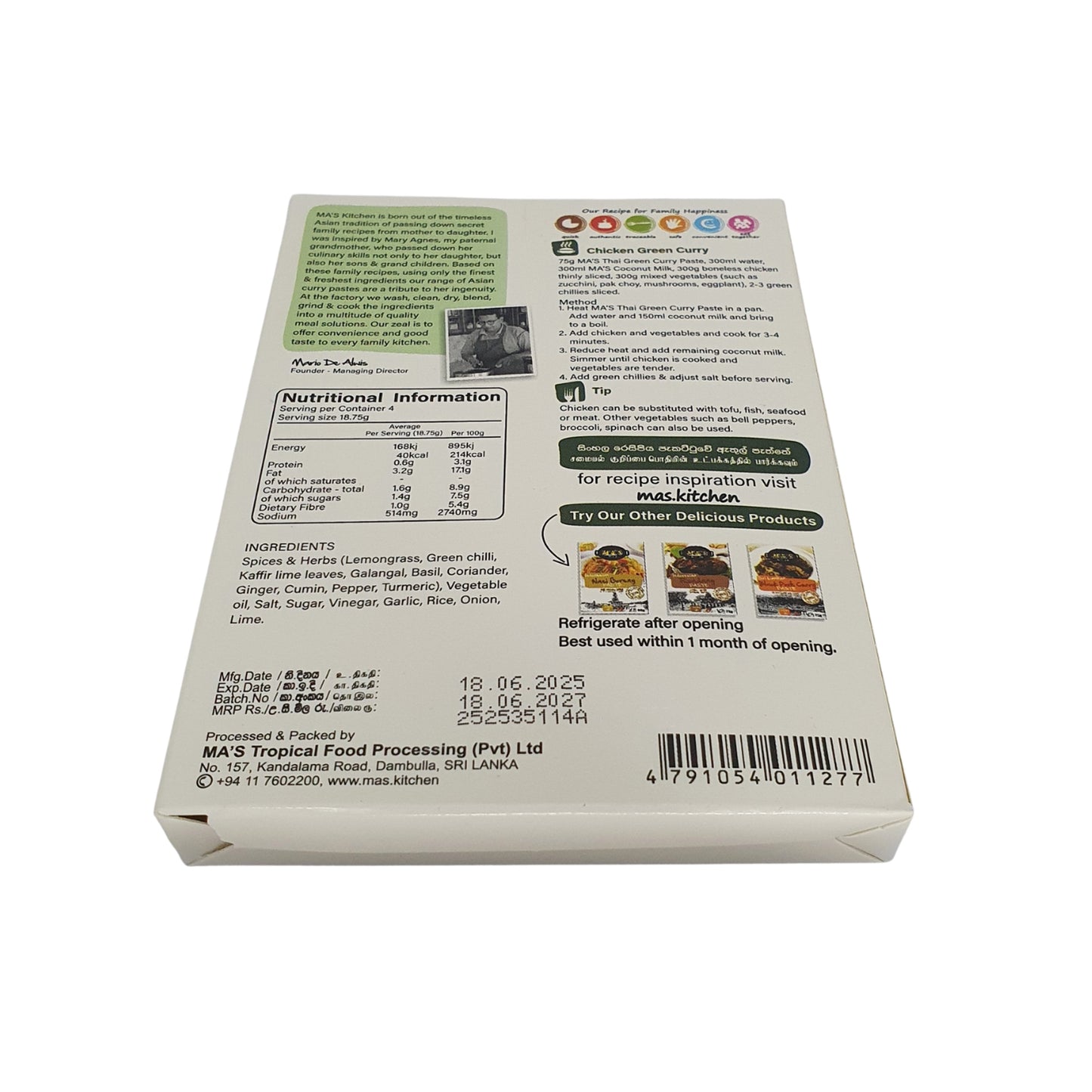 MA: s kök thailändsk grön currypasta (60g)