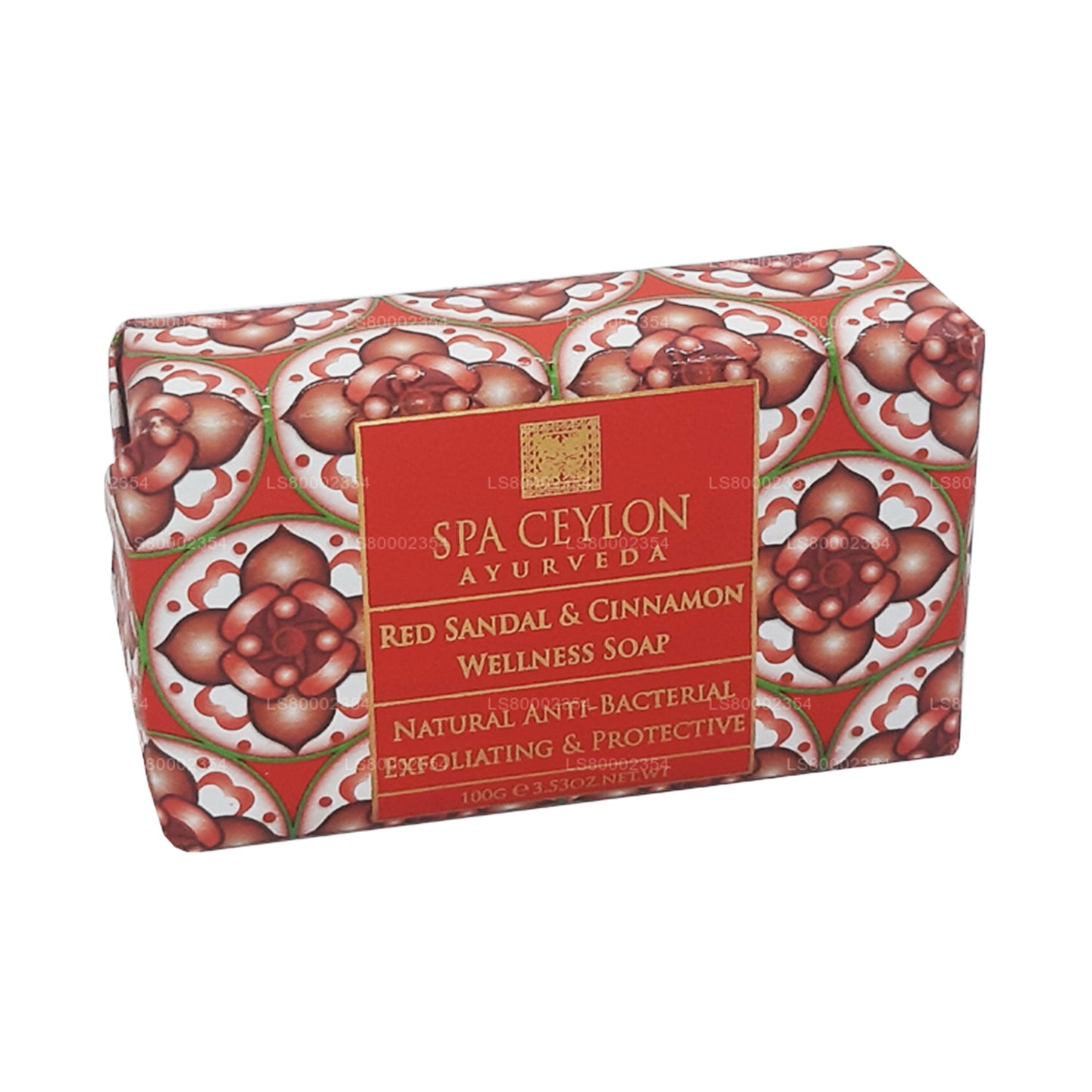 Spa Ceylon Röd Sandal och Kanel Antibakteriell Exfoliating Wellness Tvål (100g)