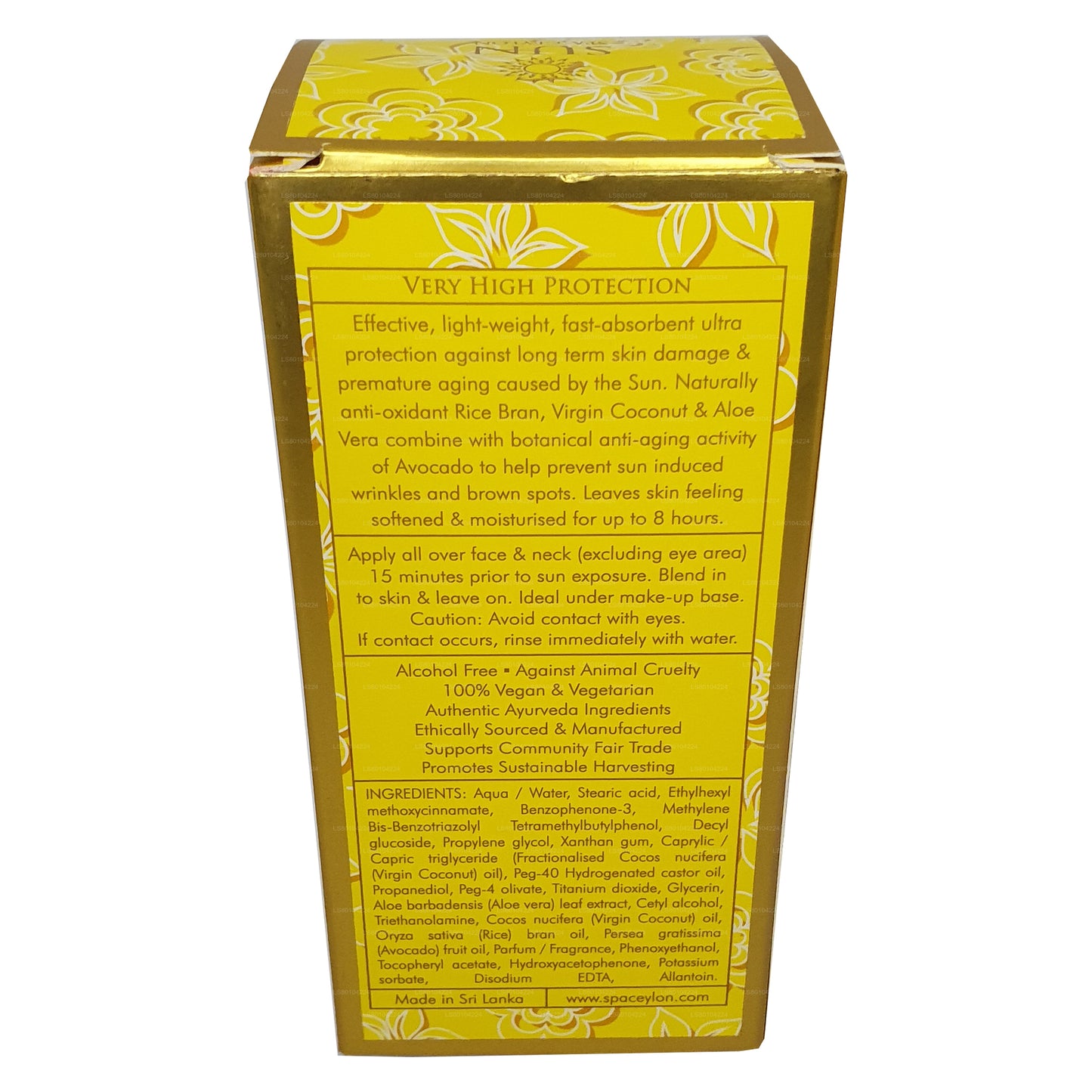 Spa Ceylon SUN Moisture Care Anti Age Ansiktskräm UVA+UVB ”SPF 50+” (30 ml)