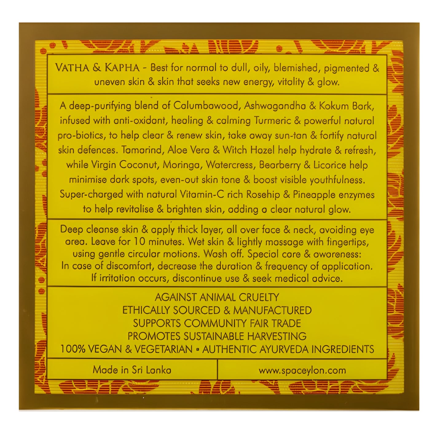 Spa Ceylon True Gurkmeja - Vitamin C Glow - Exfolierande Lera Ansiktsmask (200g)