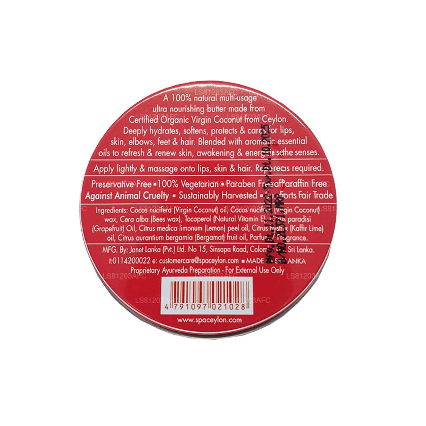 Spa Ceylon Rosa Grapefrukt Virgin Coconut Naturligt Smör (25g)