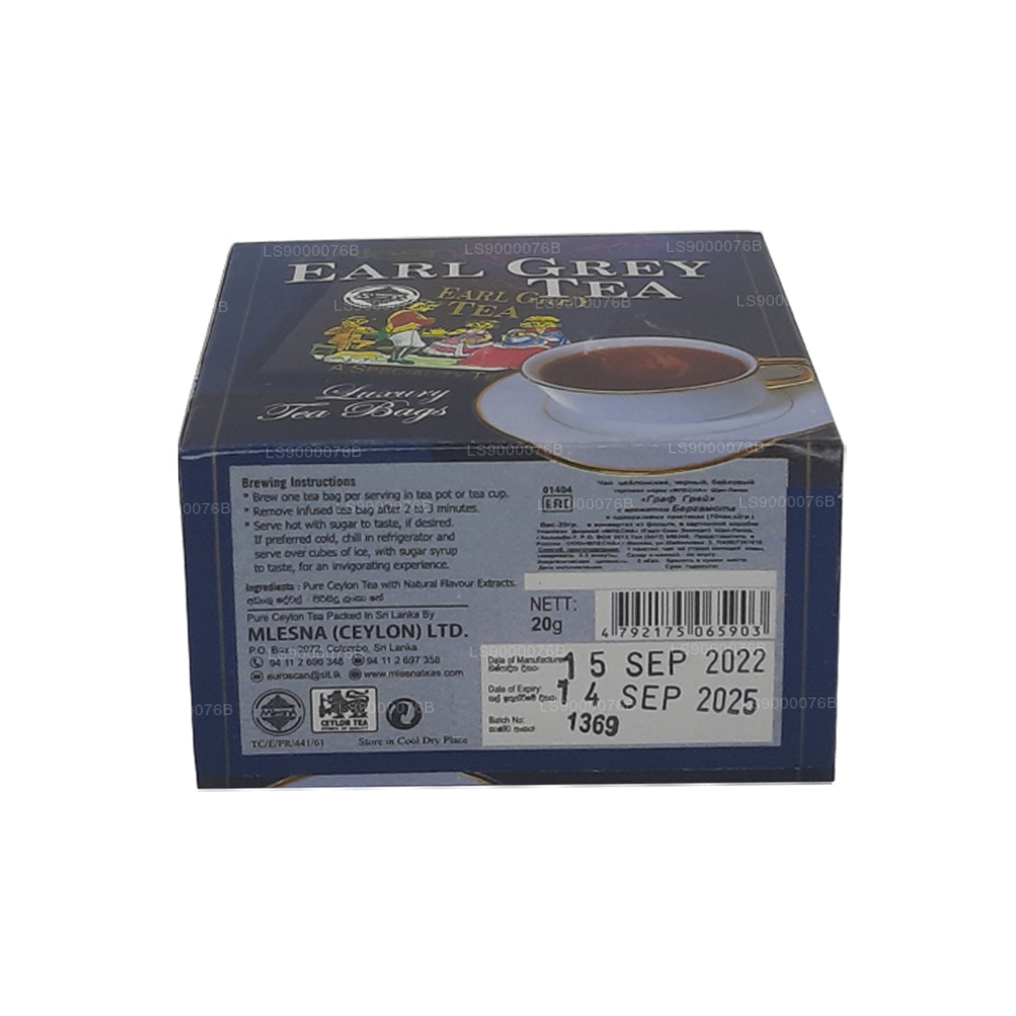 Mlesna Earl Grey Tea (20g) 10 Luxury Tea Bags