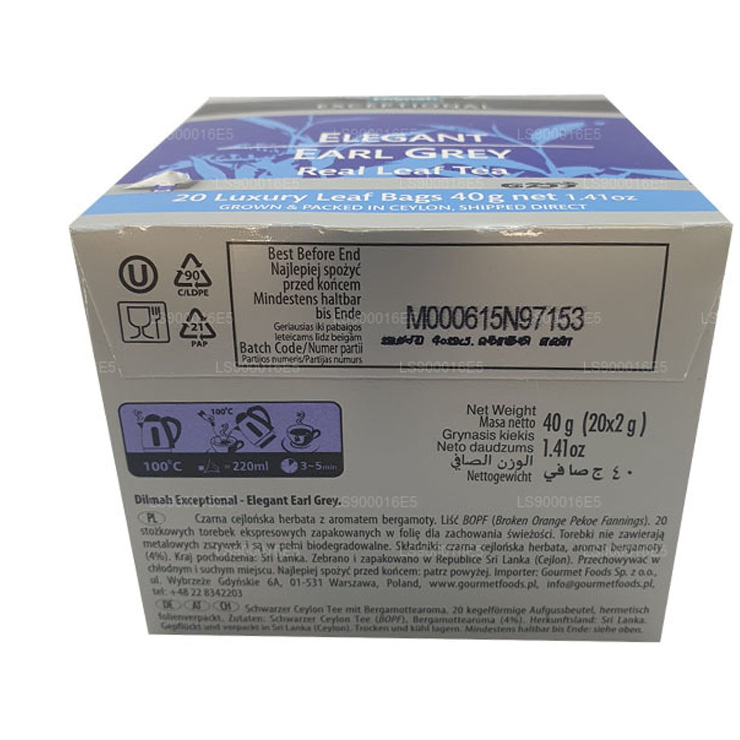 Dilmah Exceptionellt Elegant Earl Grey Real Leaf Tea (40g) 20 tepåsar