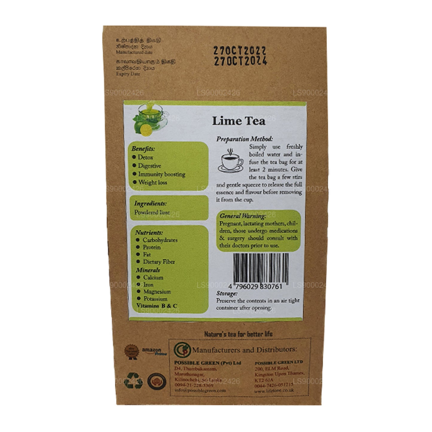 Lifetone Lime Tea (30g) 20 tepåsar