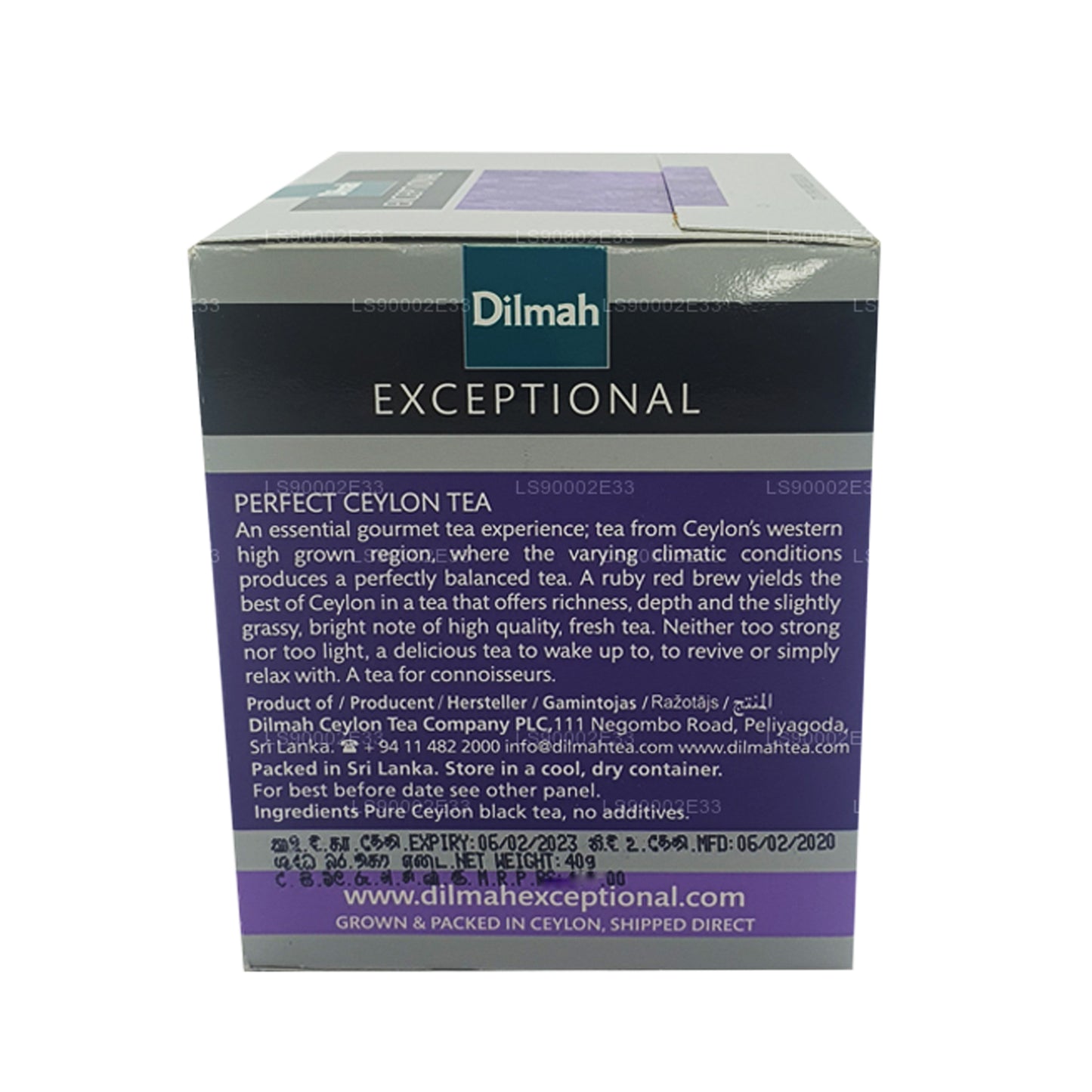 Dilmah Exceptionell Perfekt Ceylon Real Leaf Tea (40g) 20 Tag Väskor