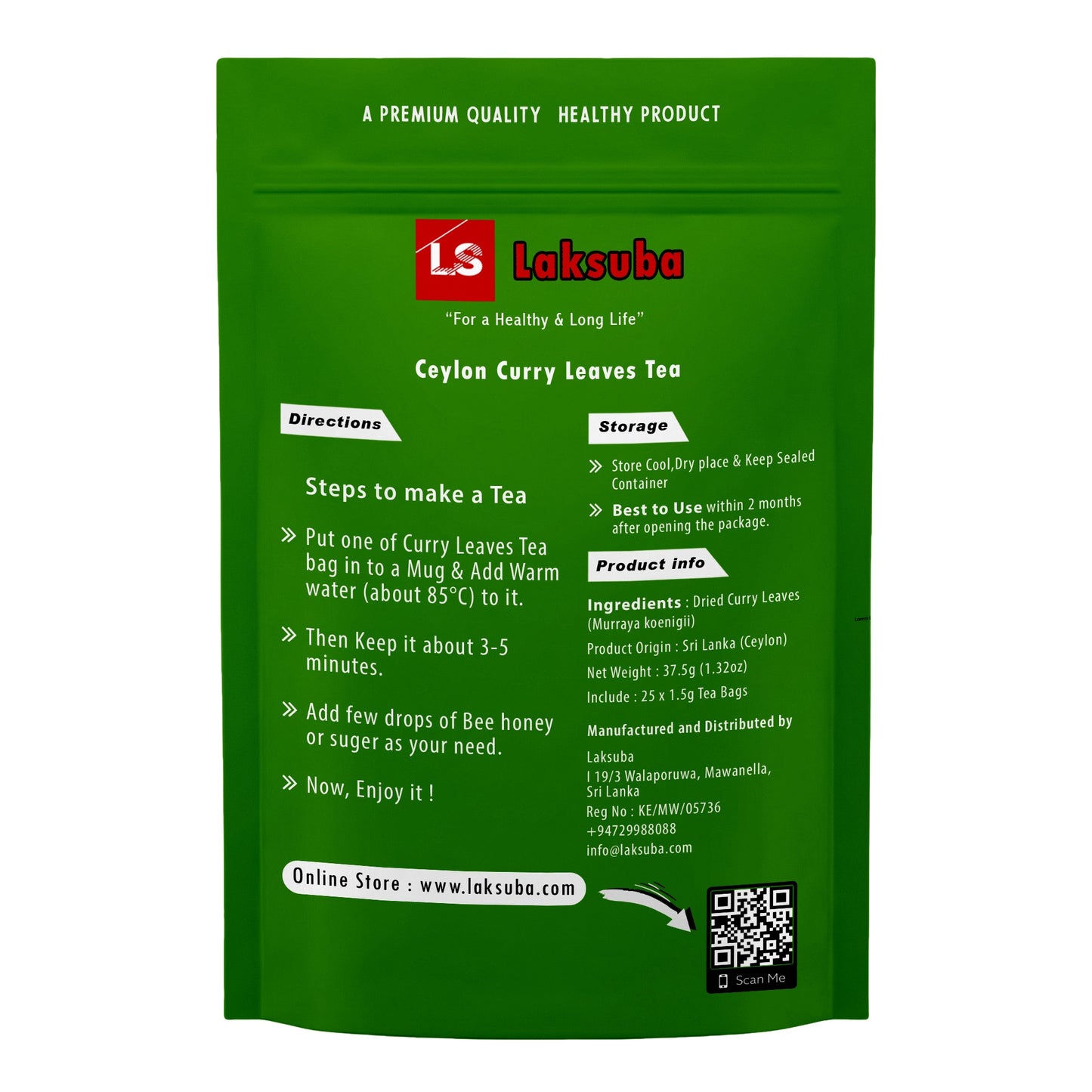 Laksuba Ceylon Currybladste (37,5 g) 25 tepåsar
