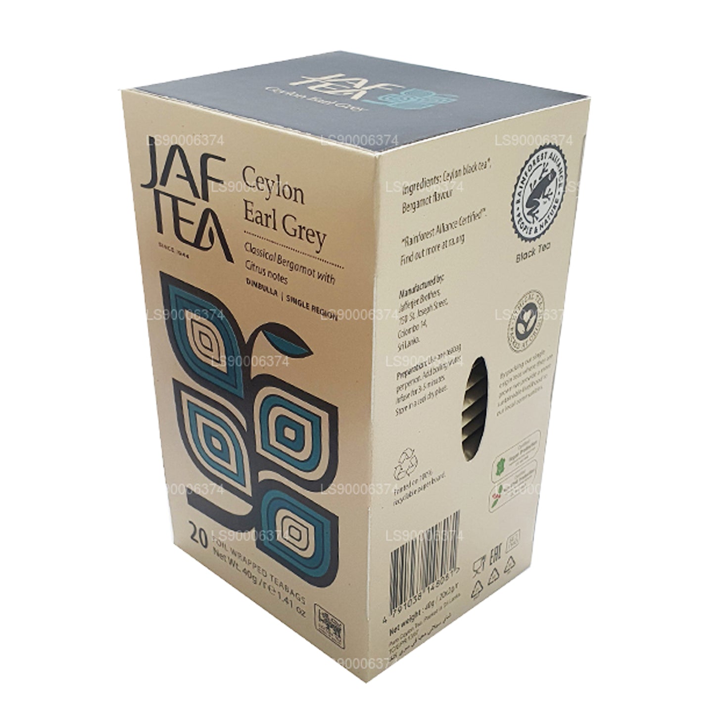 Jaf Te Ceylon Earl Grey (40g) 20 tepåsar