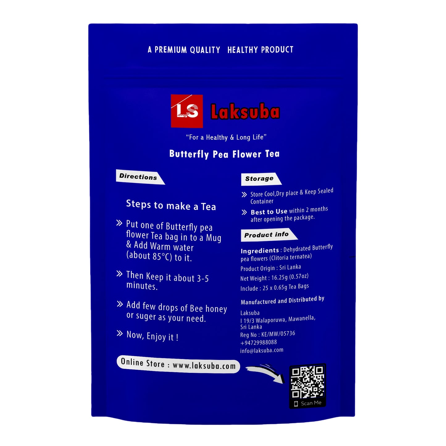 Laksuba Ceylon Fjärilsärtblomste (16,25 g) 25 tepåsar