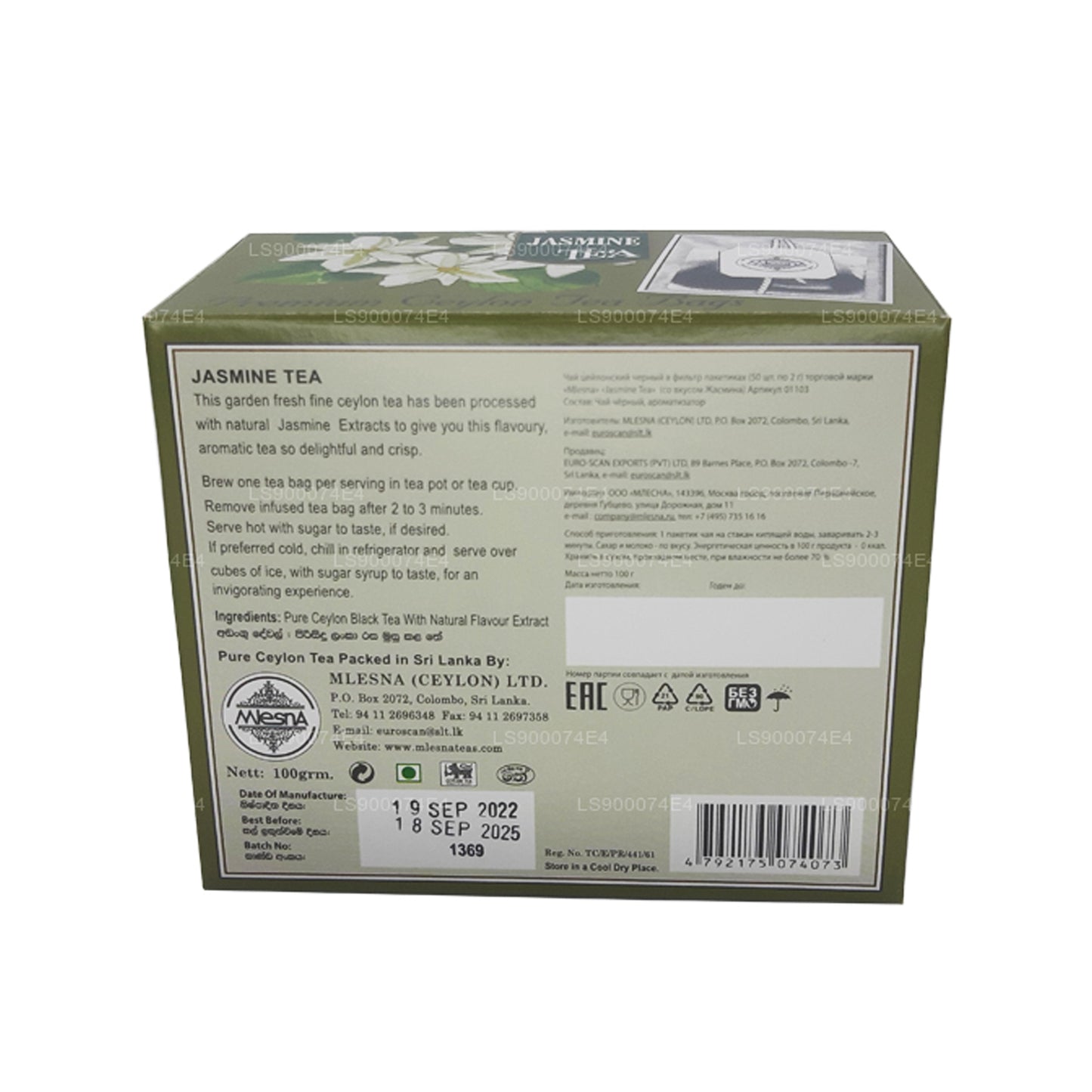 Mlesna Jasmine svart te (100g) 50 tepåsar