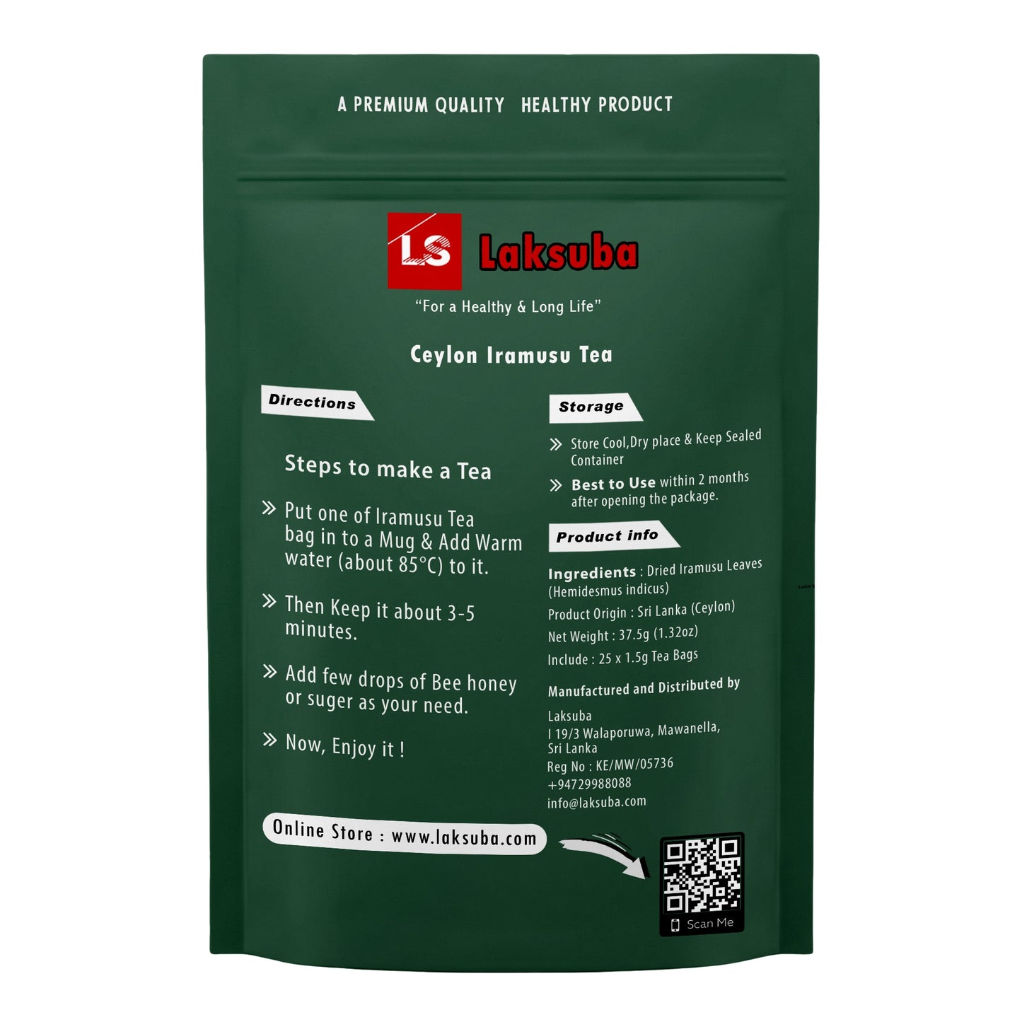 Laksuba Ceylon Iramusu te (37,5 g) 25 tepåsar