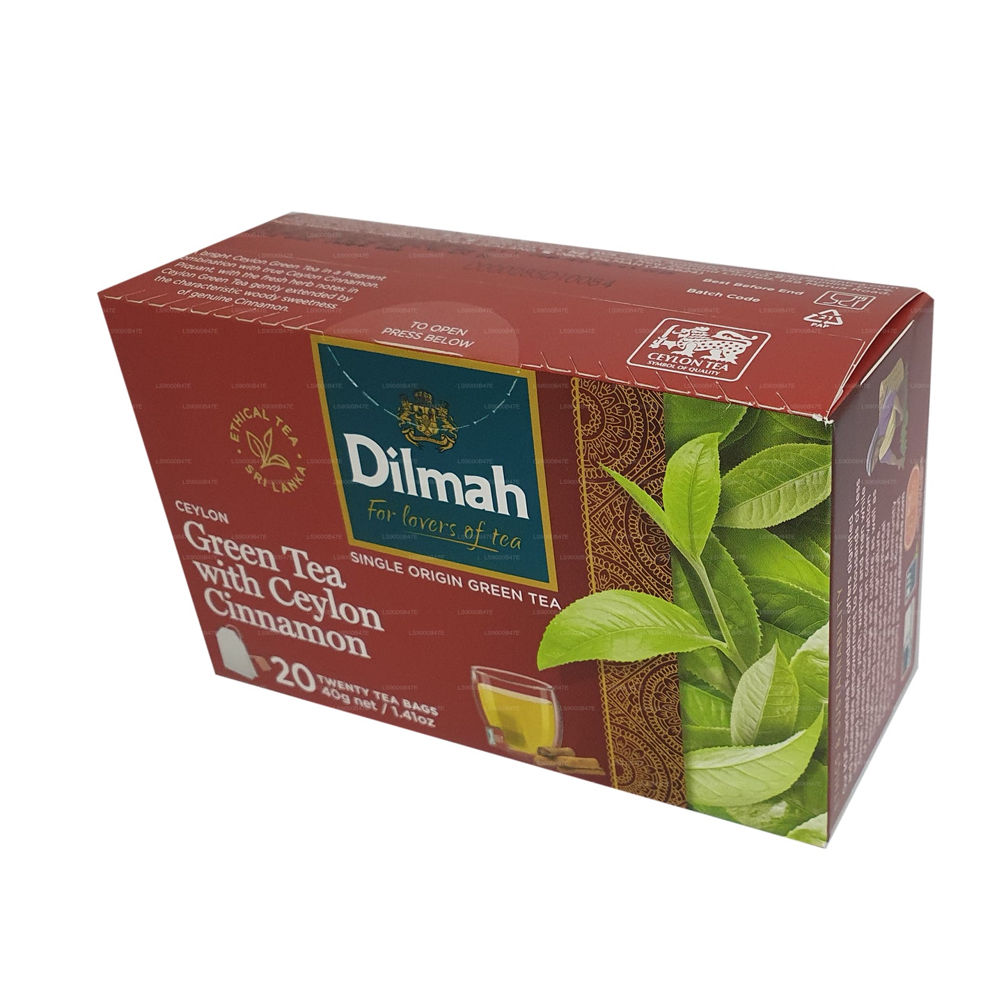 Dilmah Ceylon grönt te med Ceylon kanel (40g) 20 tepåsar