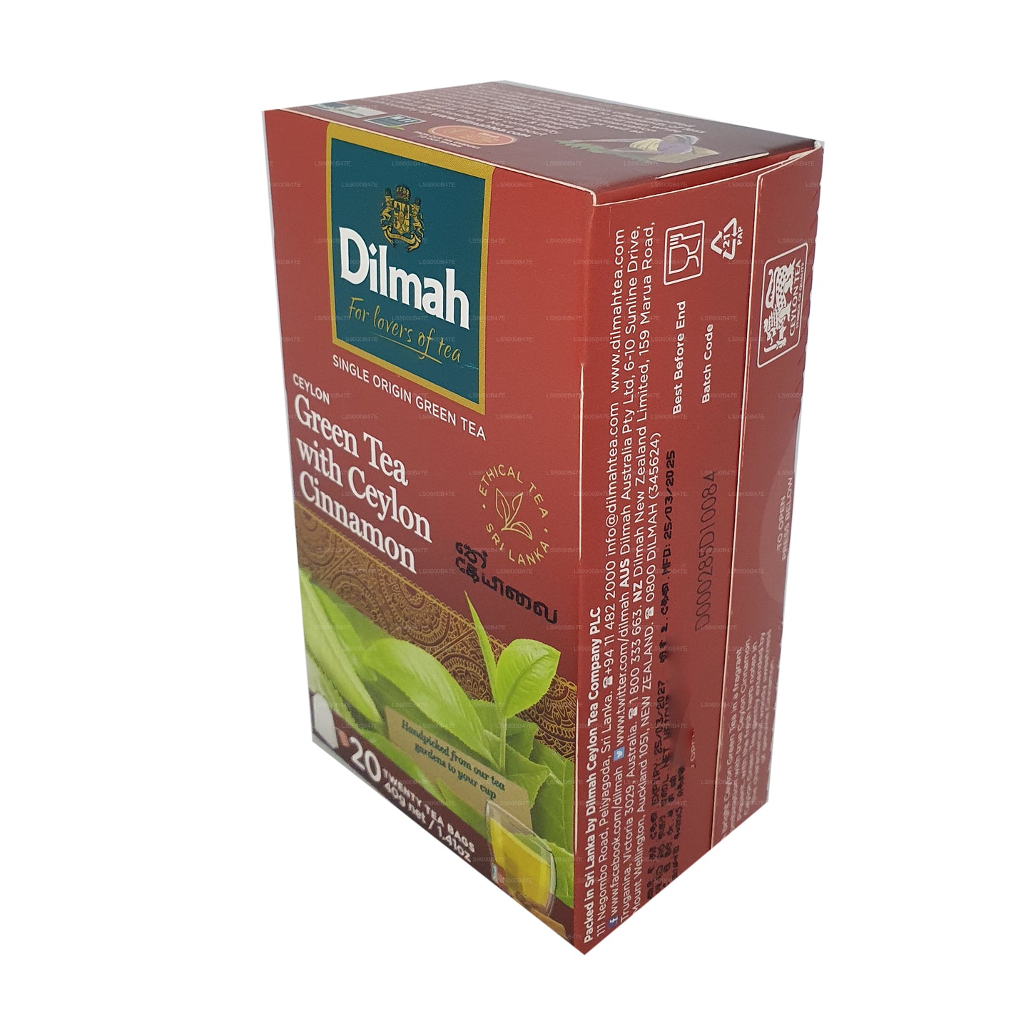Dilmah Ceylon grönt te med Ceylon kanel (40g) 20 tepåsar