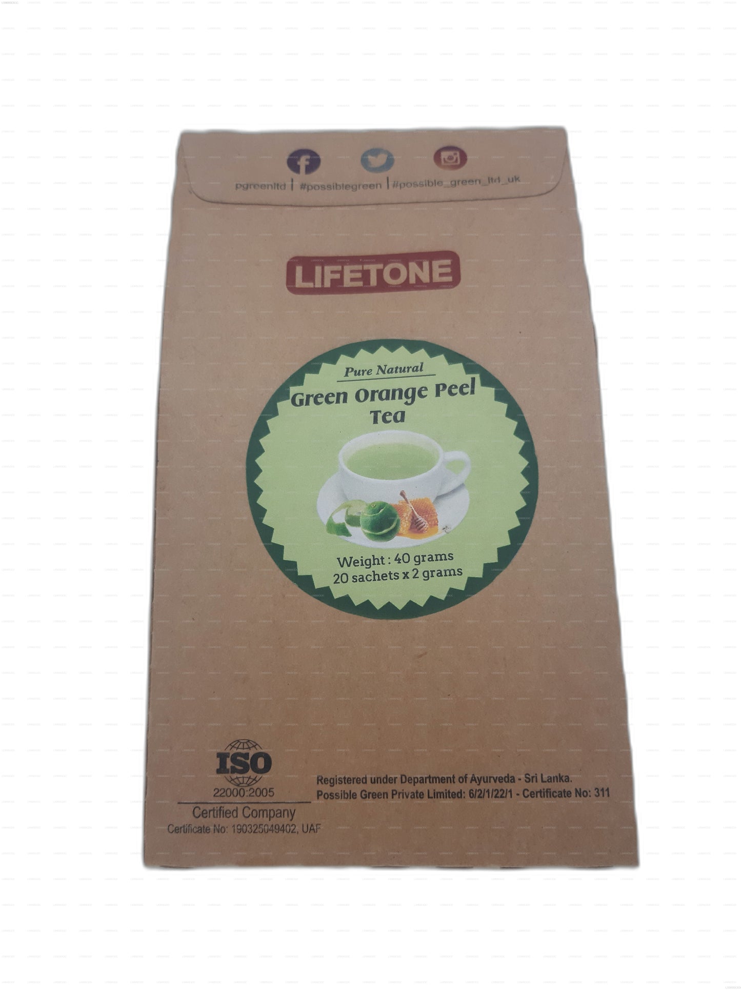Lifetone Green Orange Peel Tea (40g) 20 Tea Bags