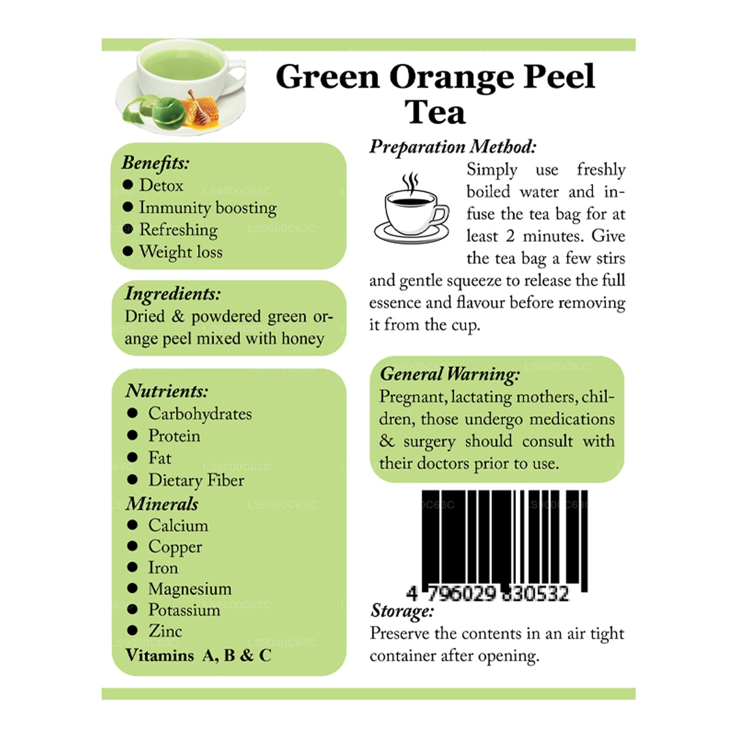 Lifetone Green Orange Peel Tea (40g) 20 Tea Bags