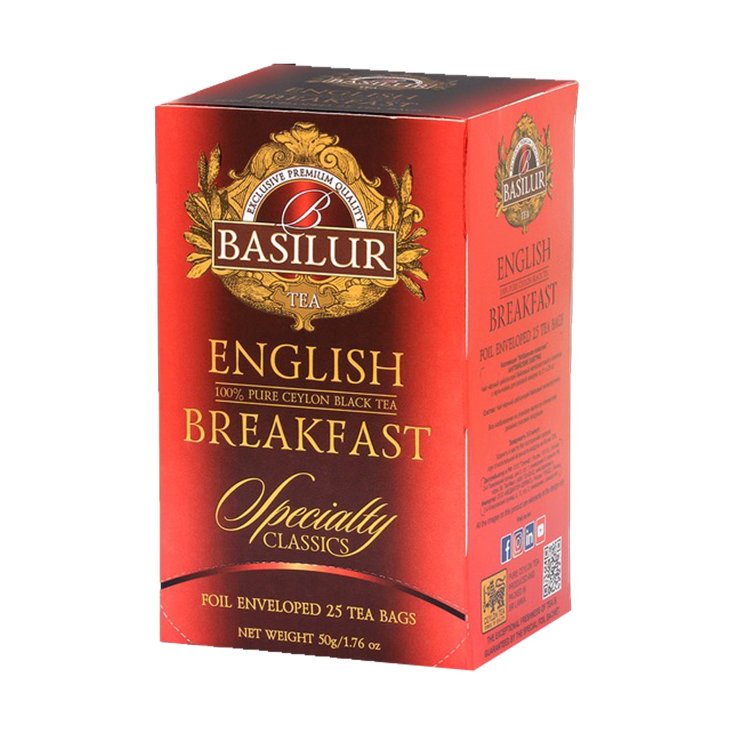 Basilur English Breakfast Pure Ceylon svart te (200g) 100 tepåsar