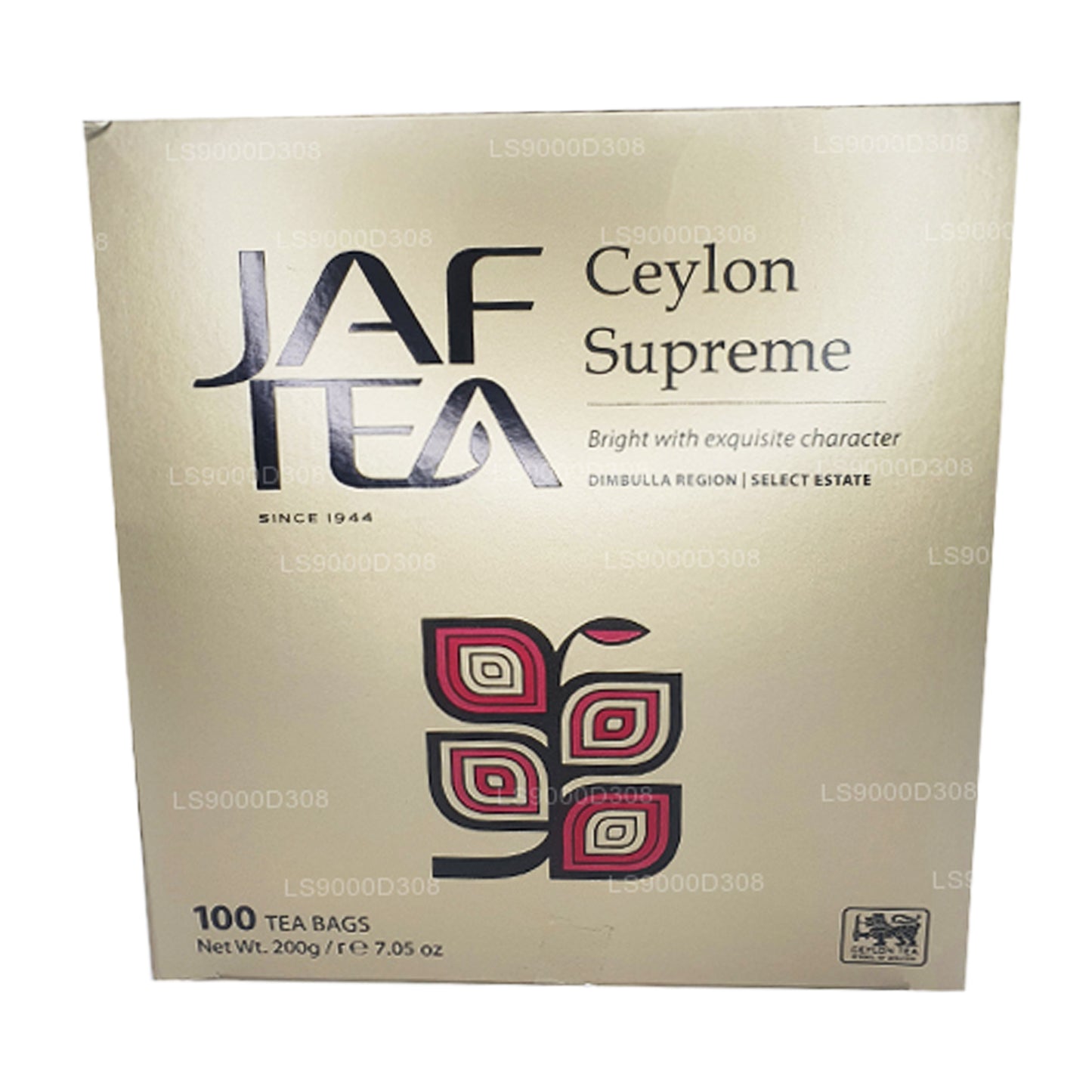 Jaf Tea Classic Gold Collection Ceylon Supreme 100 Tepåsar Sträng och Tag (200g)