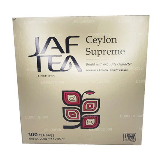 Jaf Tea Classic Gold Collection Ceylon Supreme 100 Tepåsar Sträng och Tag (200g)