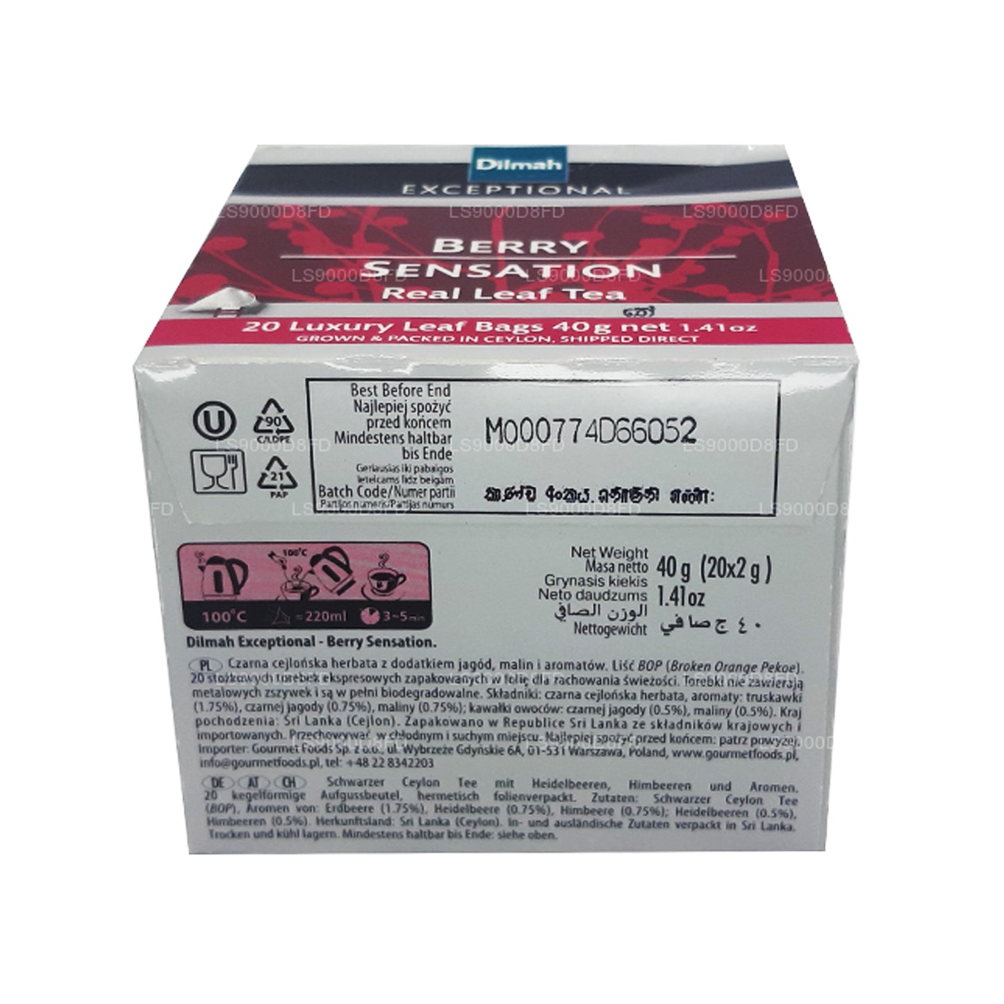 Dilmah Exceptionell Berry Sensation Real Leaf Tea (40g) 20 tepåsar