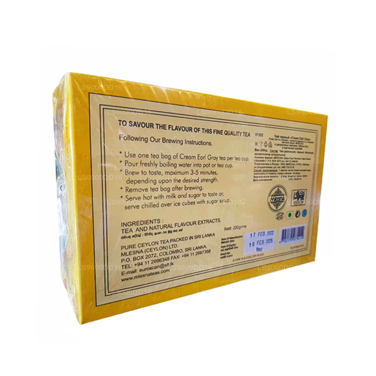 Mlesna Cream Earl Grey Te (200g) 100 Tepåsar