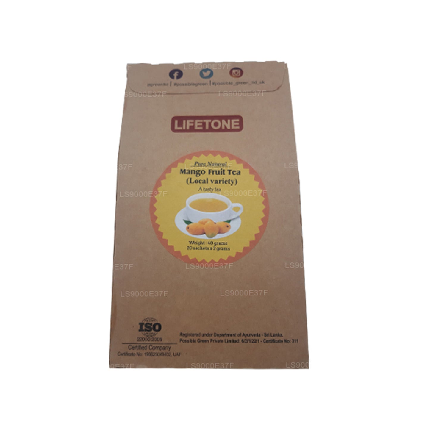 Lifetone Mango Fruit Tea (40g) 20 Tea Bags