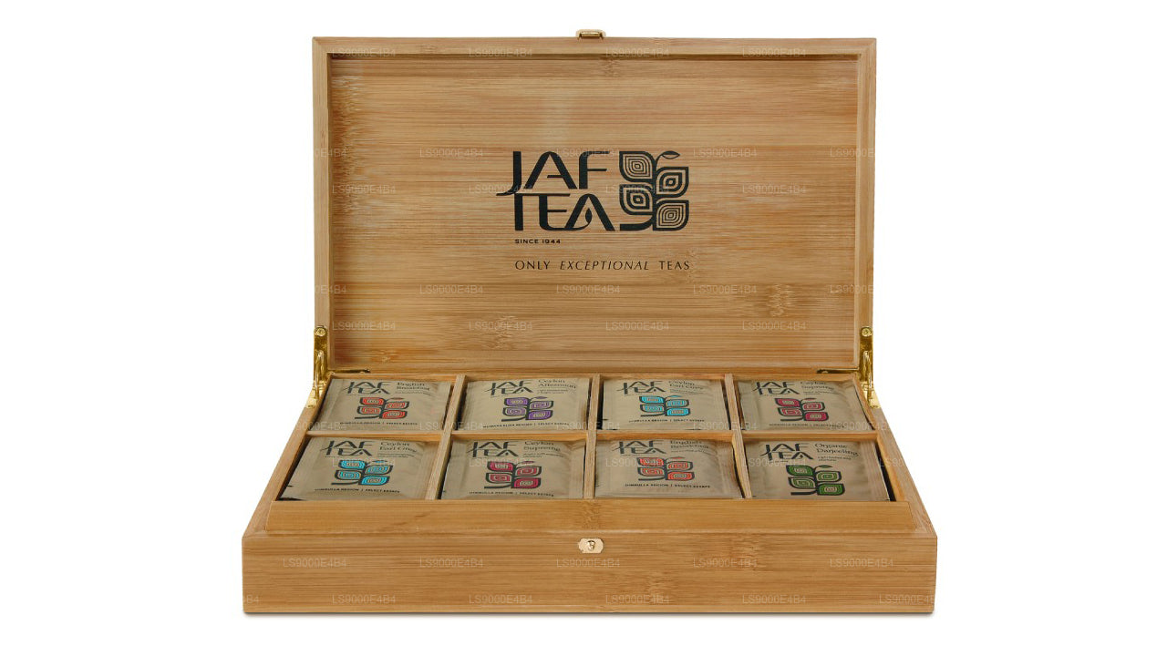 Jaf Tea 8 fack bambu presentatör med folie kuvert tepåsar (160g)