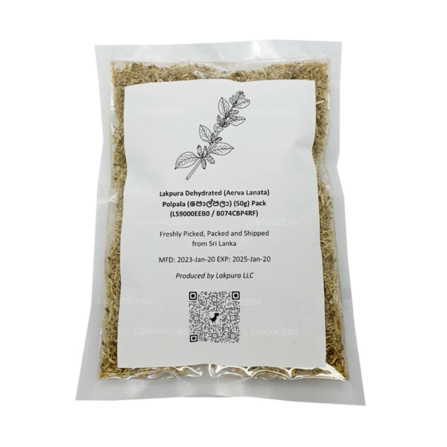 Lakpura Dehydratiserad (Aerva Lanata) Polpala (100g) Förpackning
