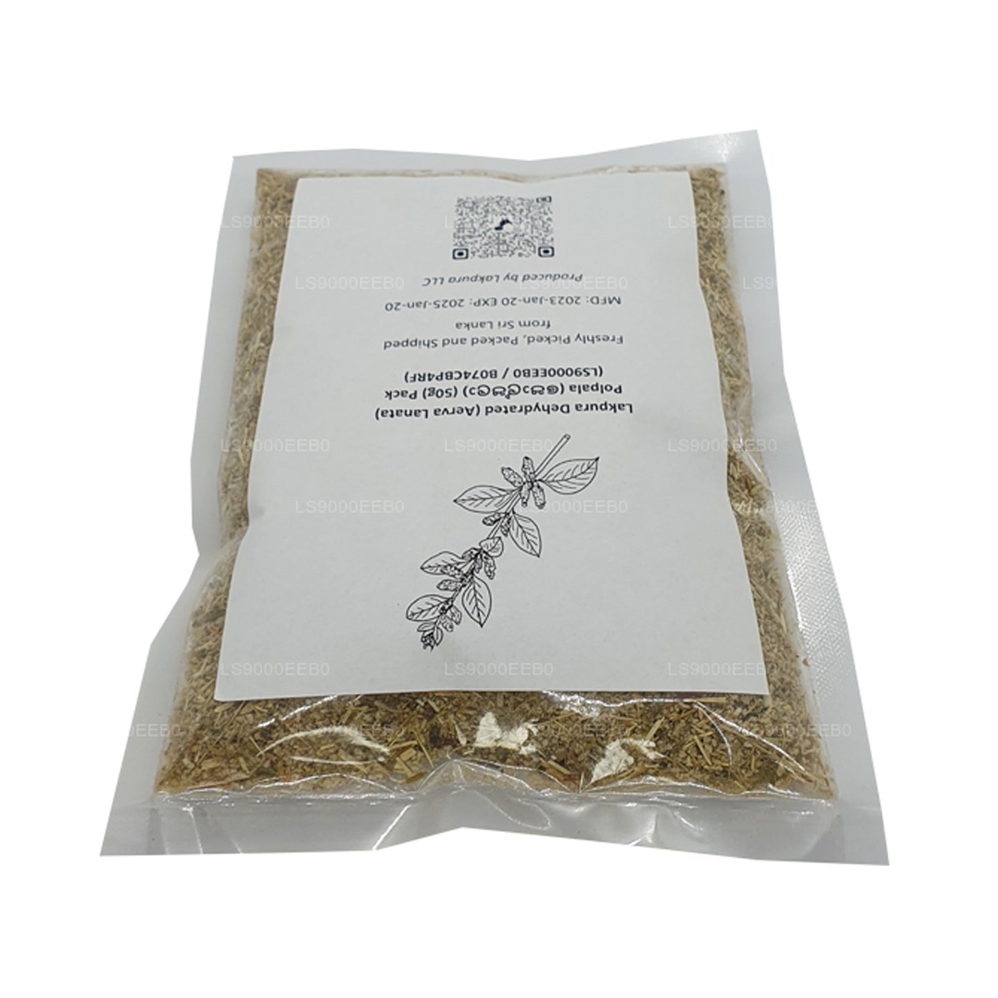 Lakpura Dehydratiserad (Aerva Lanata) Polpala (100g) Förpackning