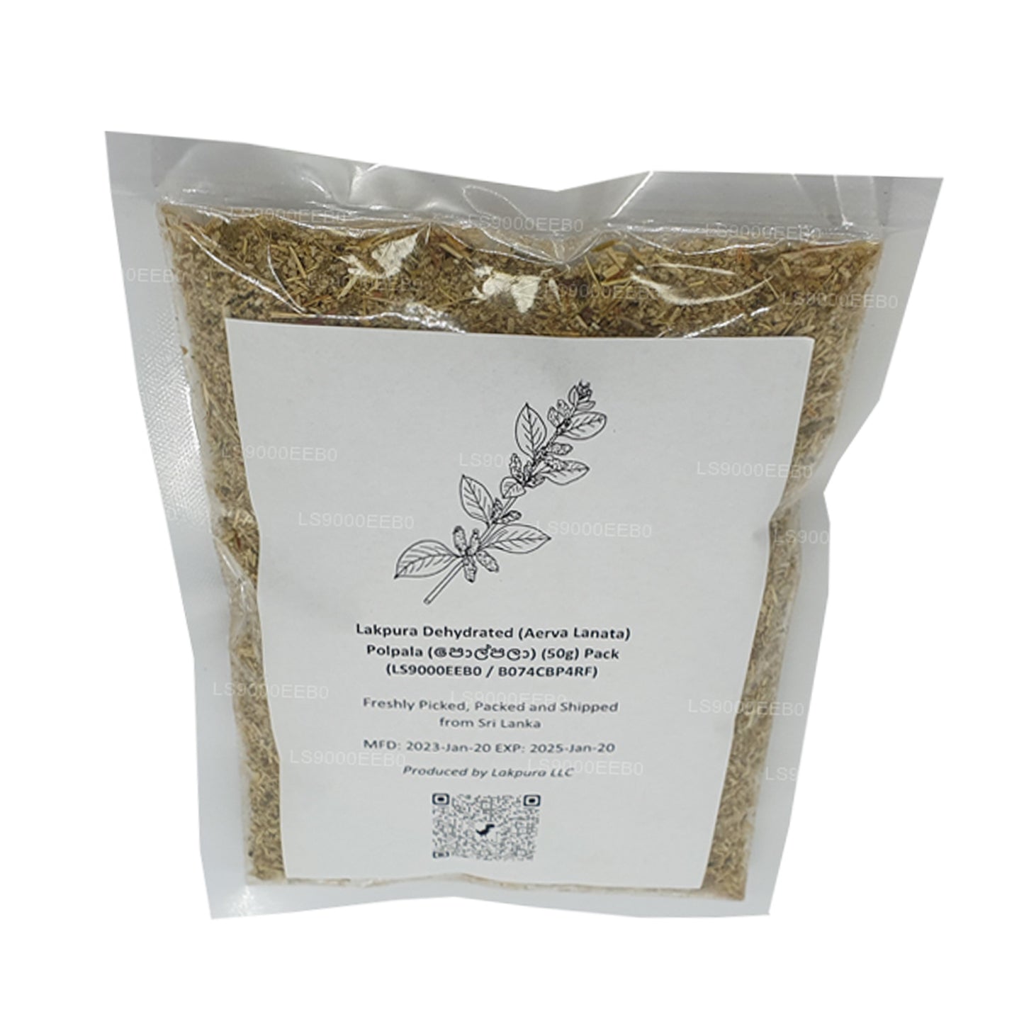 Lakpura Dehydratiserad (Aerva Lanata) Polpala (100g) Förpackning