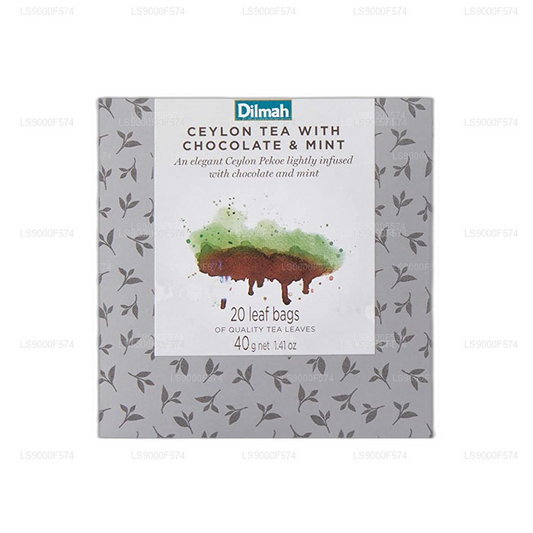 Dilmah Vivid Ceylon Tea with Chocolate and Mint Teabag Refill (40g) Box