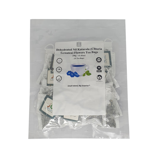 Lakpura® Dehydrerade Fjärilsärtstepåsar (Nil Katarolu; Clitoria Ternatea) Blomtepåsar (25 tepåsar)