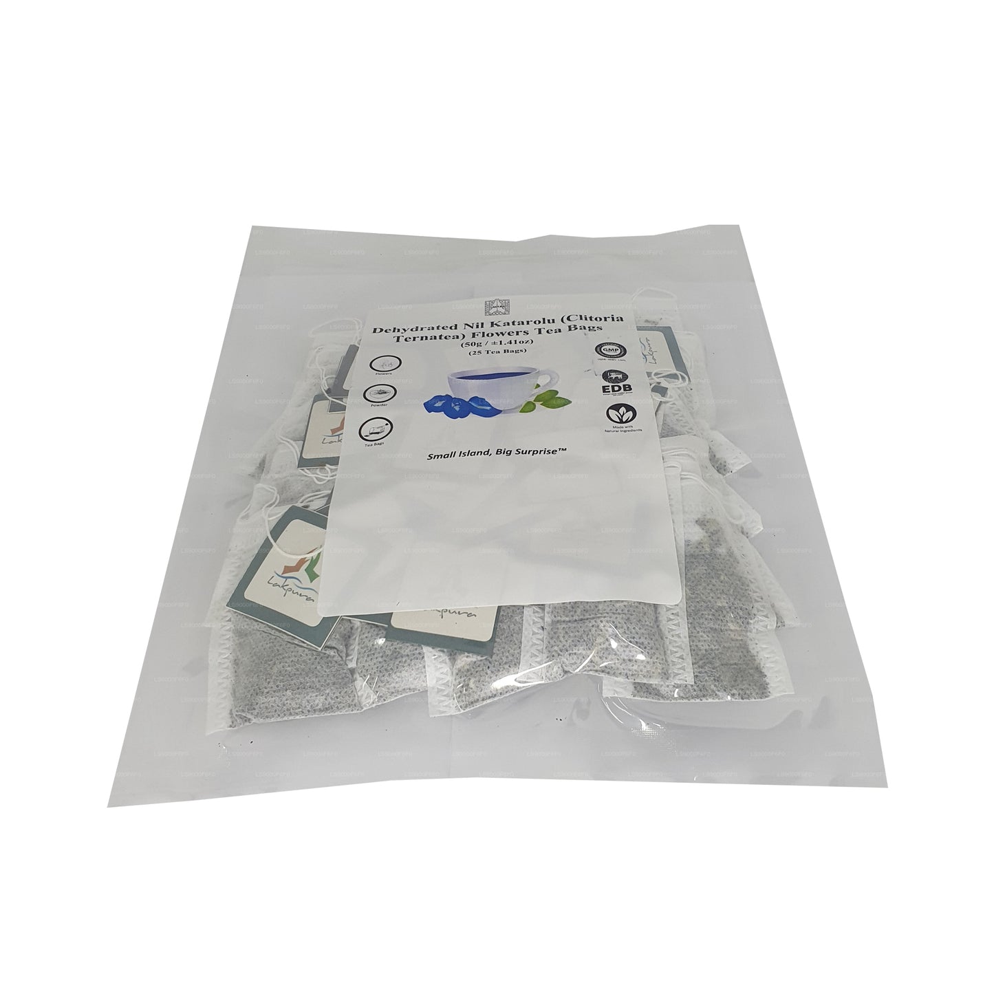Lakpura® Dehydrerade Fjärilsärtstepåsar (Nil Katarolu; Clitoria Ternatea) Blomtepåsar (25 tepåsar)