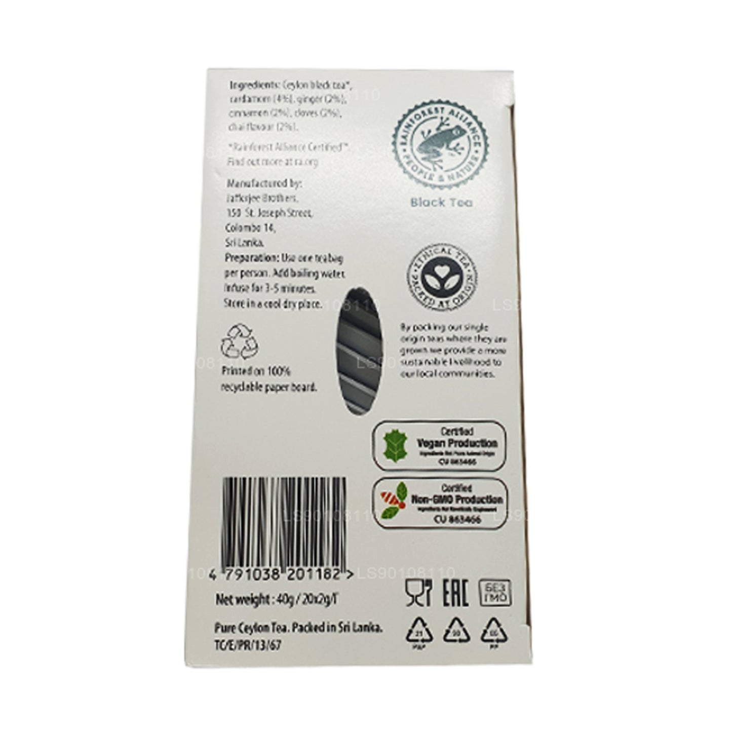 Jaf Te Pure Spice Collection Svart Te Kryddad Chai (40g) 20 tepåsar