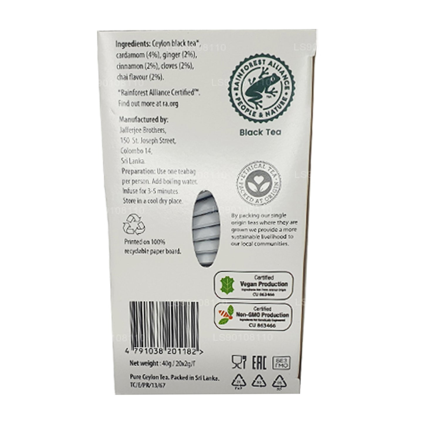 Jaf Te Pure Spice Collection Svart Te Kryddad Chai (40g) 20 tepåsar