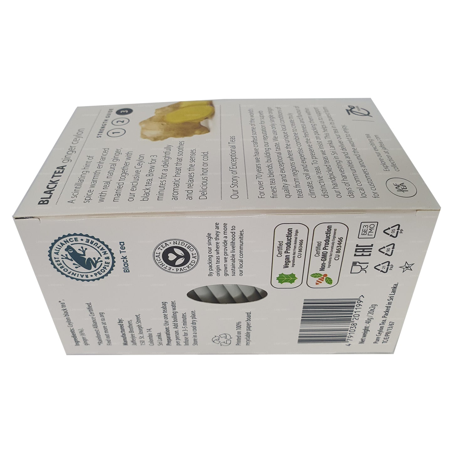 Jaf te ren krydda samling svart te ingefära ceylon (40g) 20 tepåsar