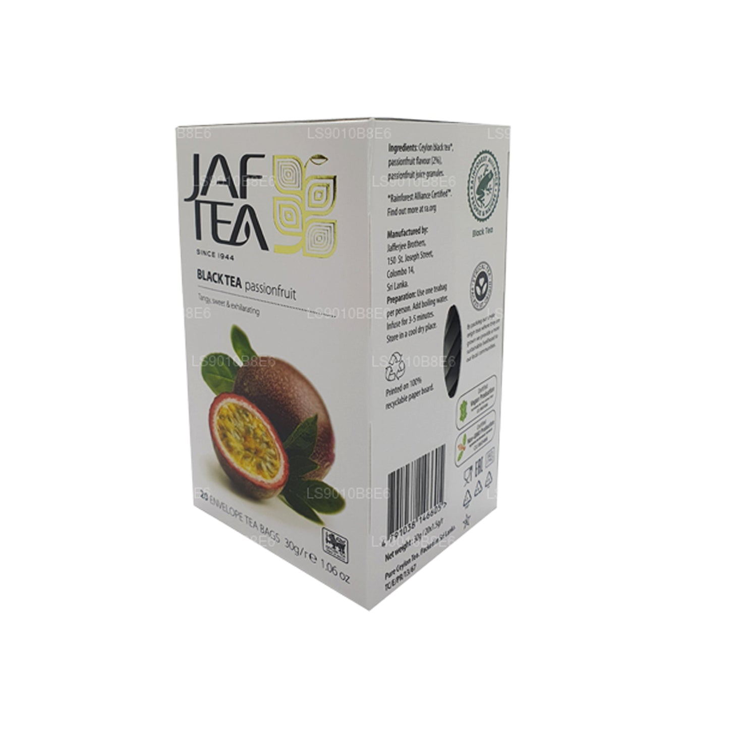 Jaf Tea Pure Fruits Kollektion Svart Te Passionsfrukt Folie Kuvert Tepåsar (30g)