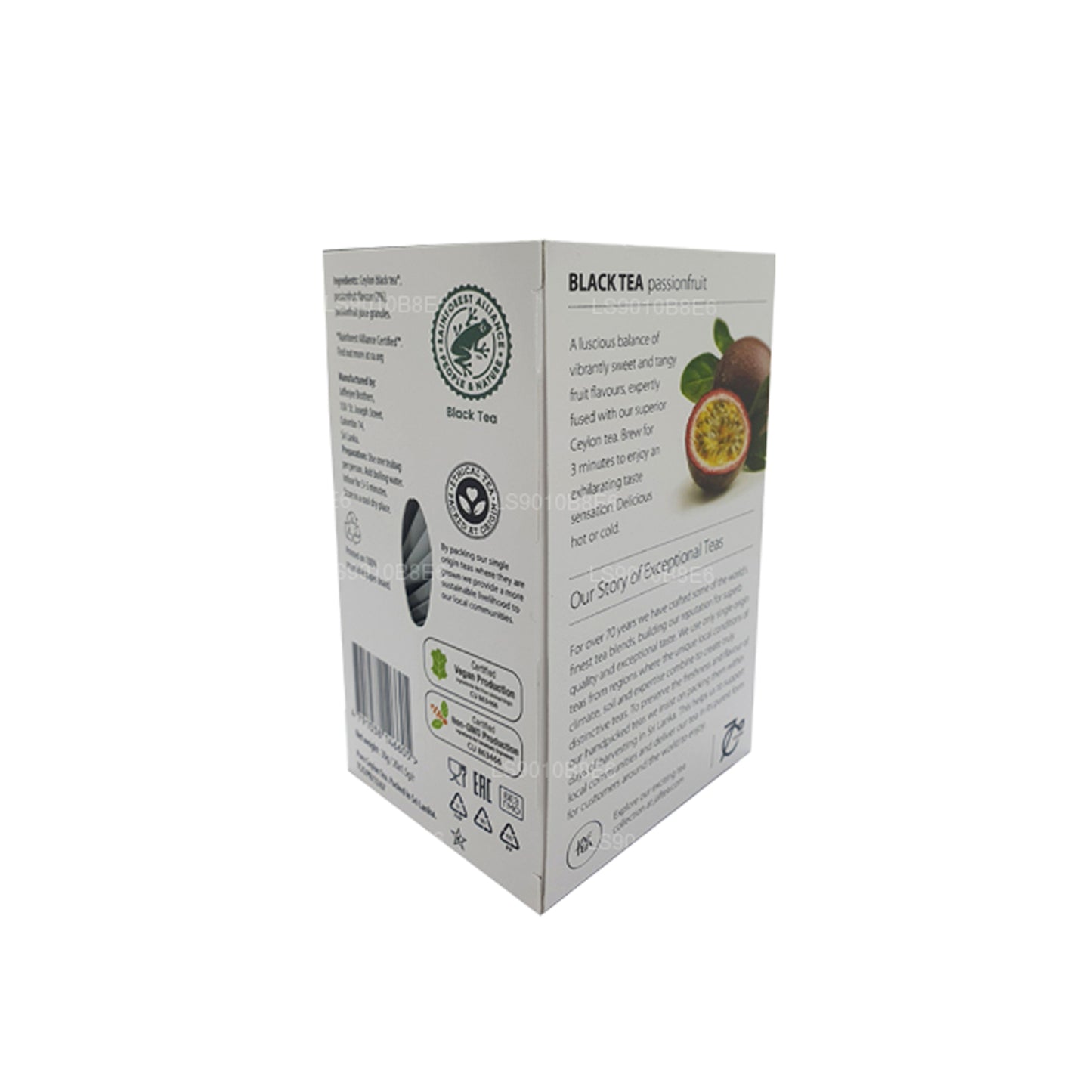 Jaf Tea Pure Fruits Kollektion Svart Te Passionsfrukt Folie Kuvert Tepåsar (30g)