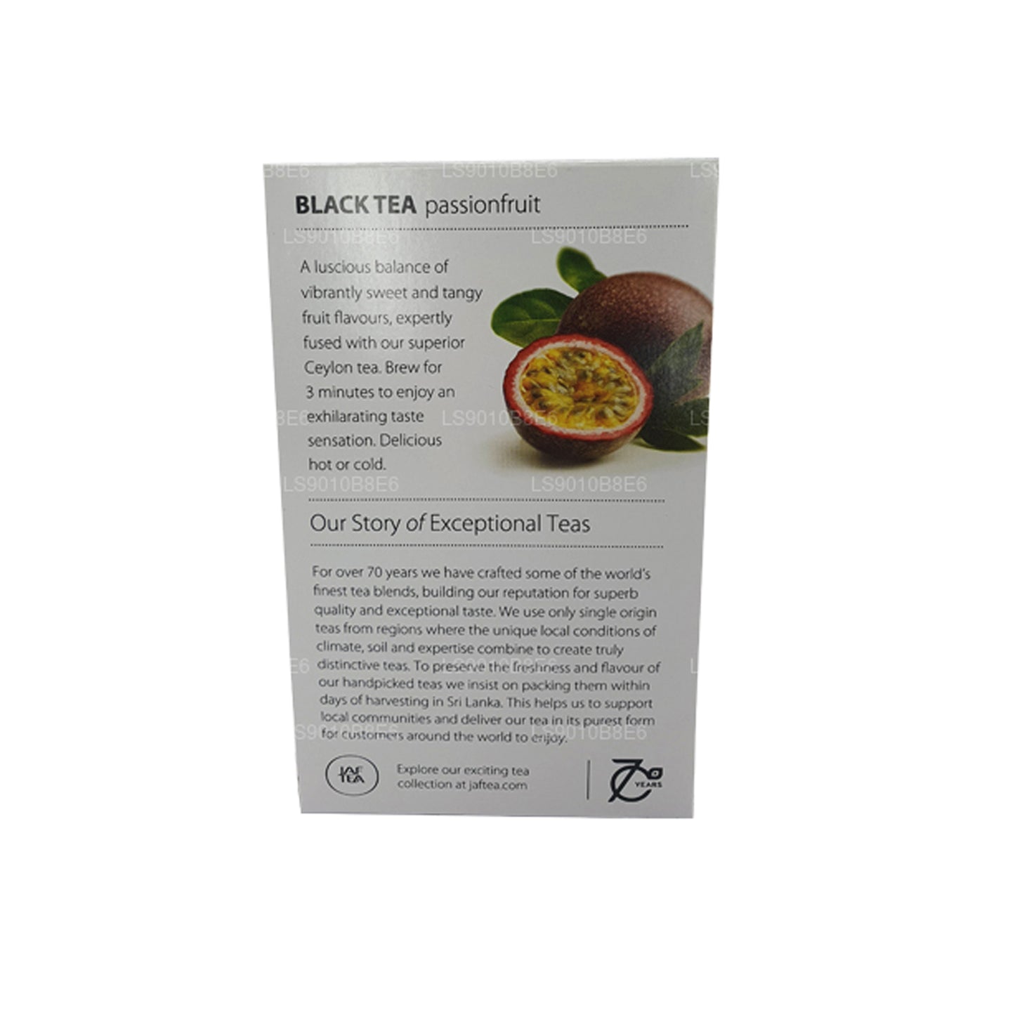 Jaf Tea Pure Fruits Kollektion Svart Te Passionsfrukt Folie Kuvert Tepåsar (30g)
