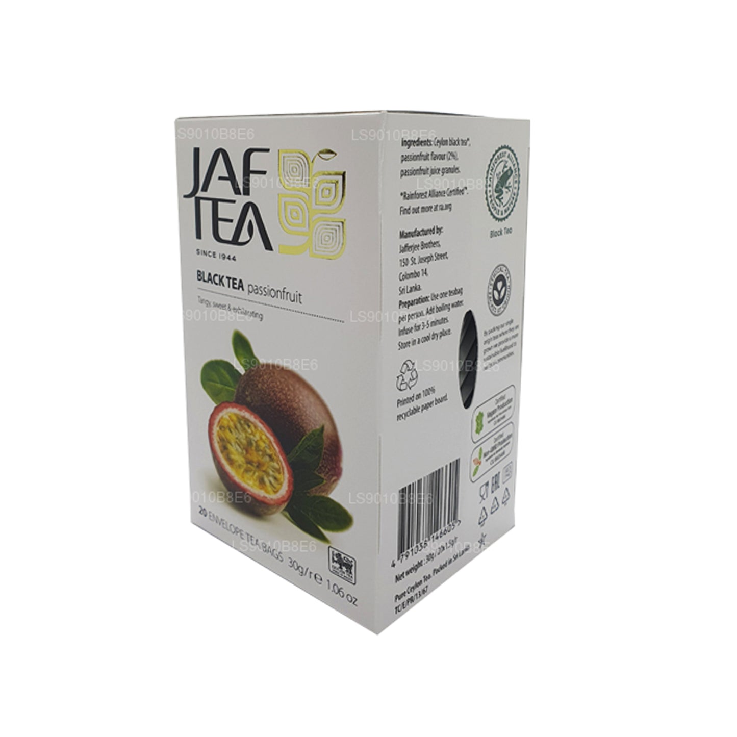 Jaf Tea Pure Fruits Kollektion Svart Te Passionsfrukt Folie Kuvert Tepåsar (30g)