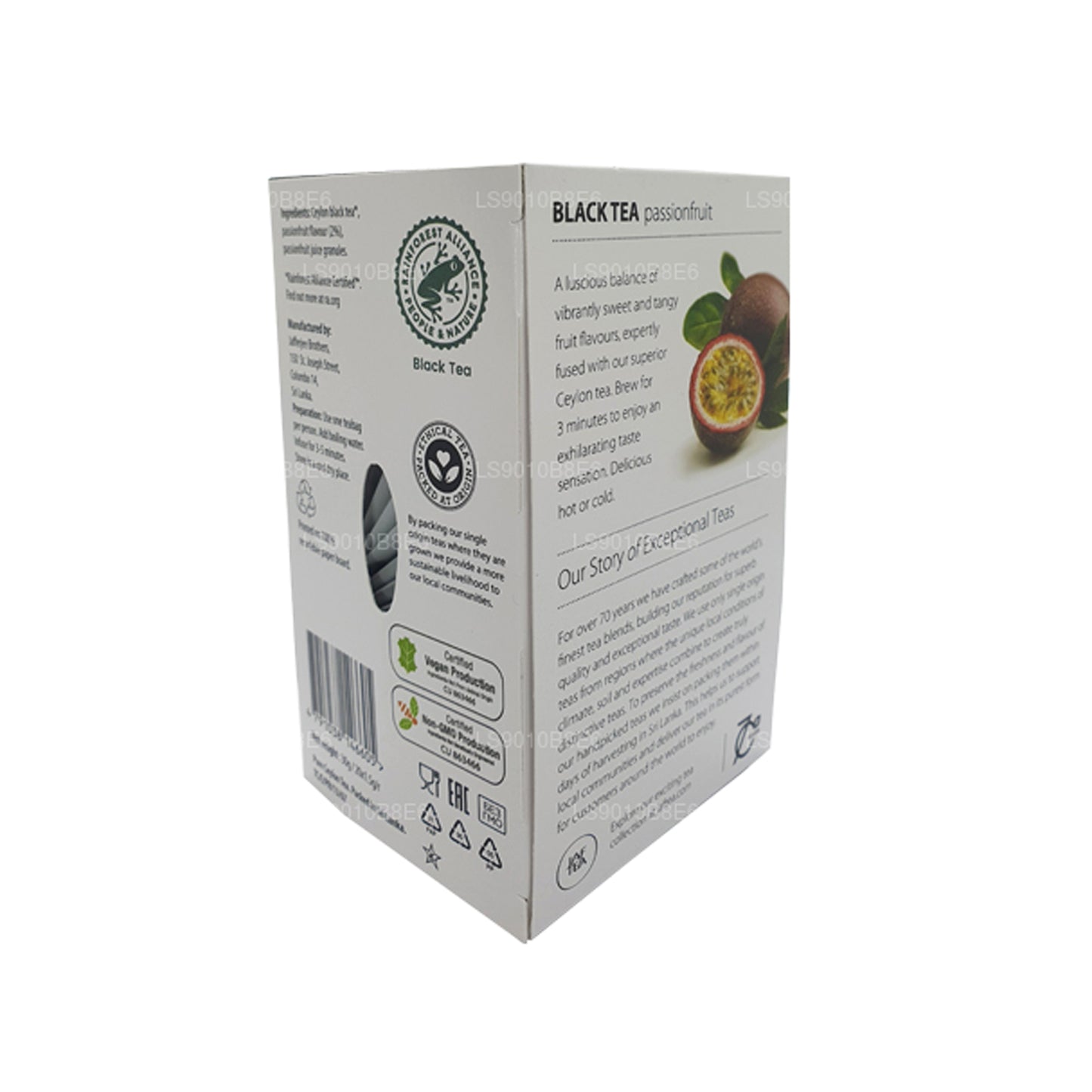 Jaf Tea Pure Fruits Kollektion Svart Te Passionsfrukt Folie Kuvert Tepåsar (30g)