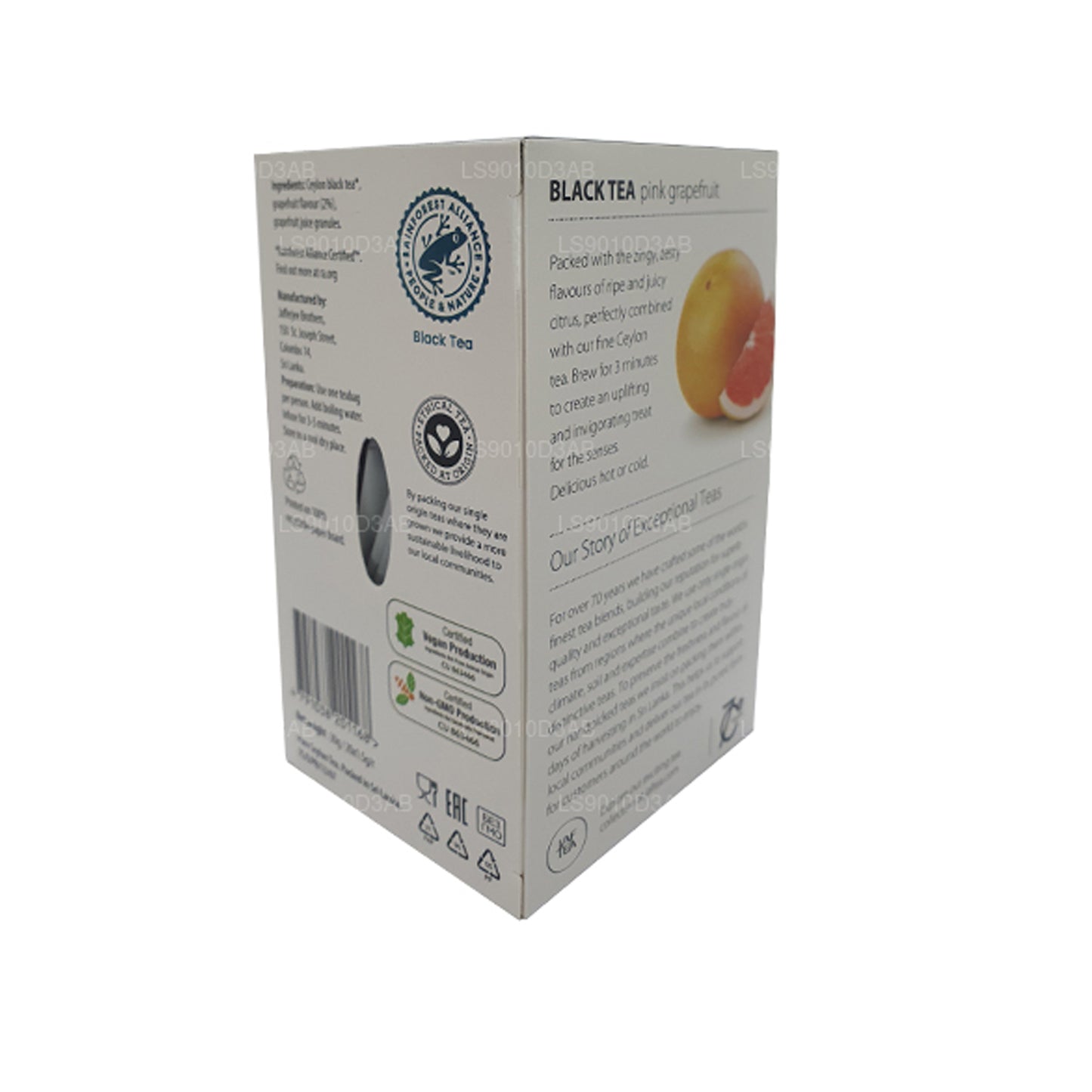 Jaf Tea Pure Fruits Kollektion Svart Te Rosa Grapefruktfolie Kuvert Tepåsar (30g)