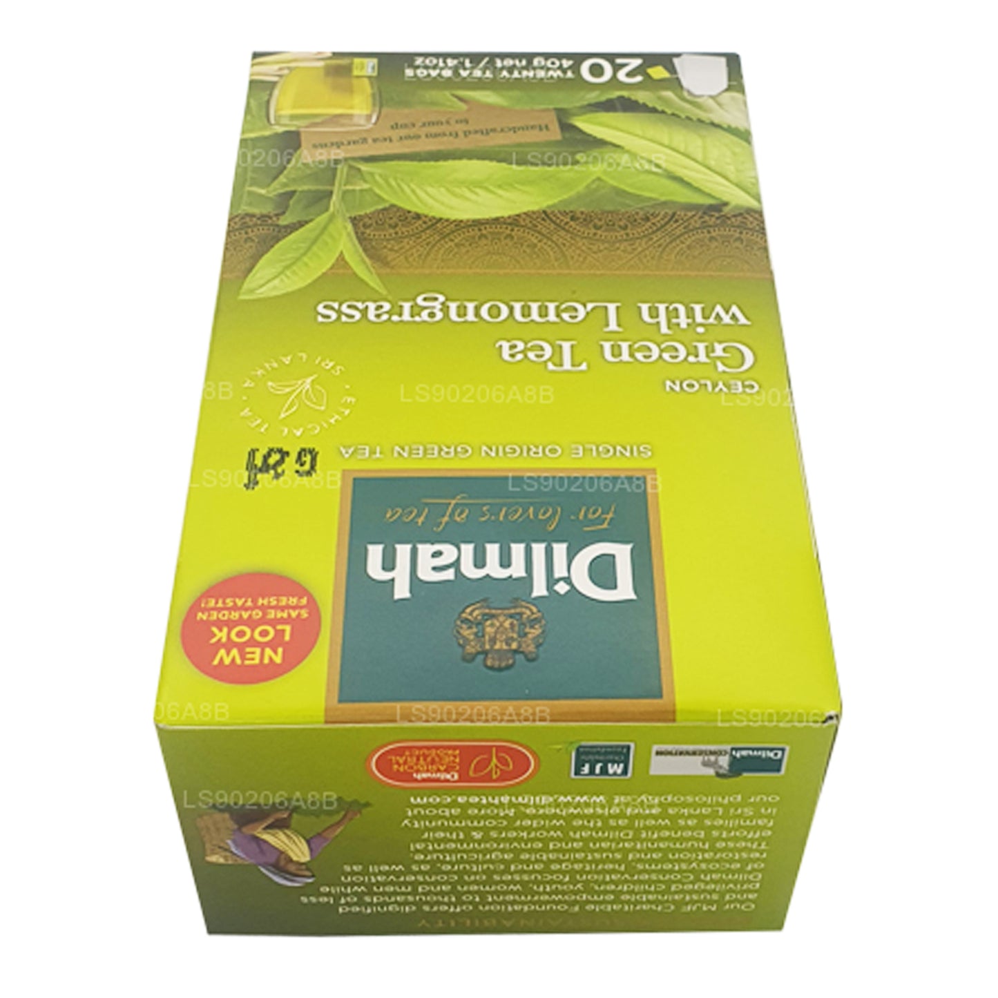 Dilmah Pure Ceylon grönt te med citrongräs te (40g) 20 tepåsar