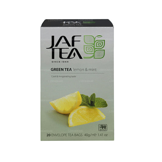 Jaf Tea Pure Green Kollektion Grön Citron & Mintfolie Kuvert Tepåsar (40g)