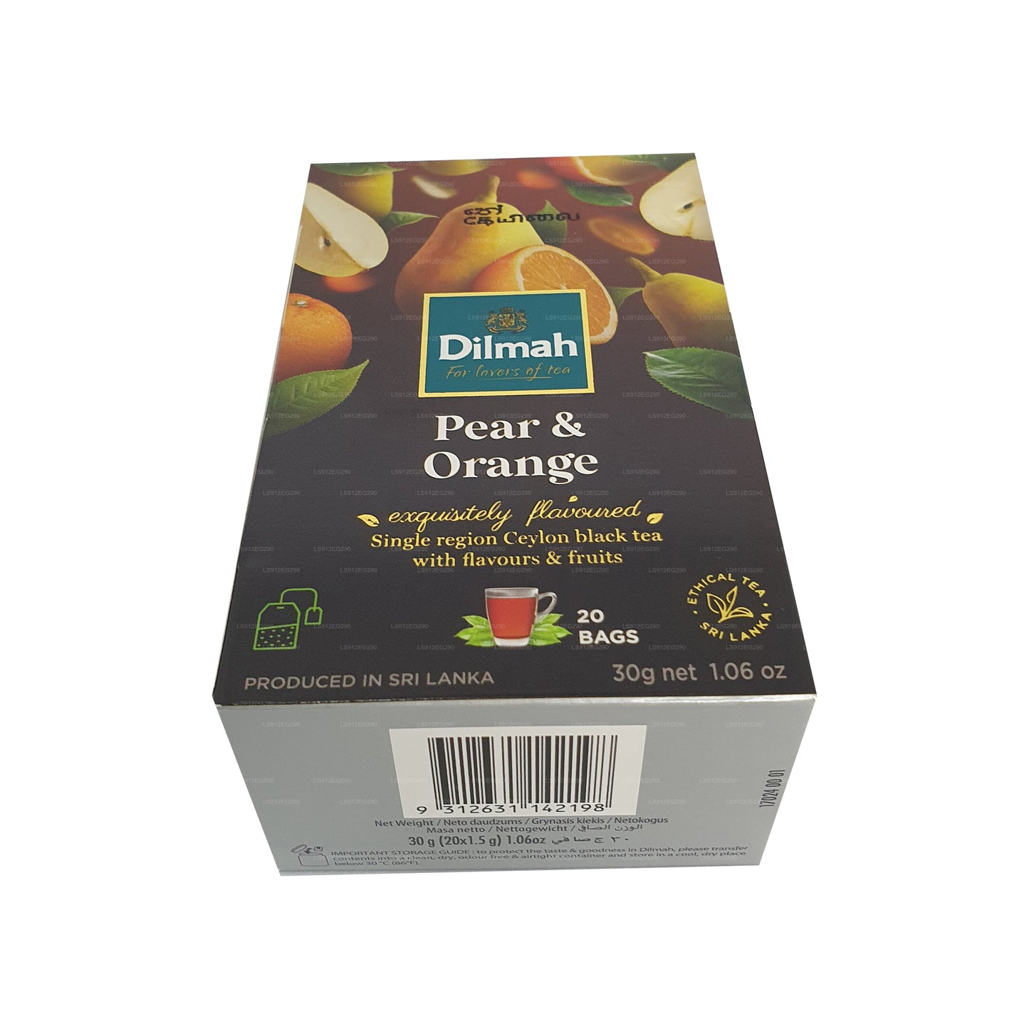 Dilmah päron och apelsin smaksatt Ceylon svart te (30g) 20 tepåsar