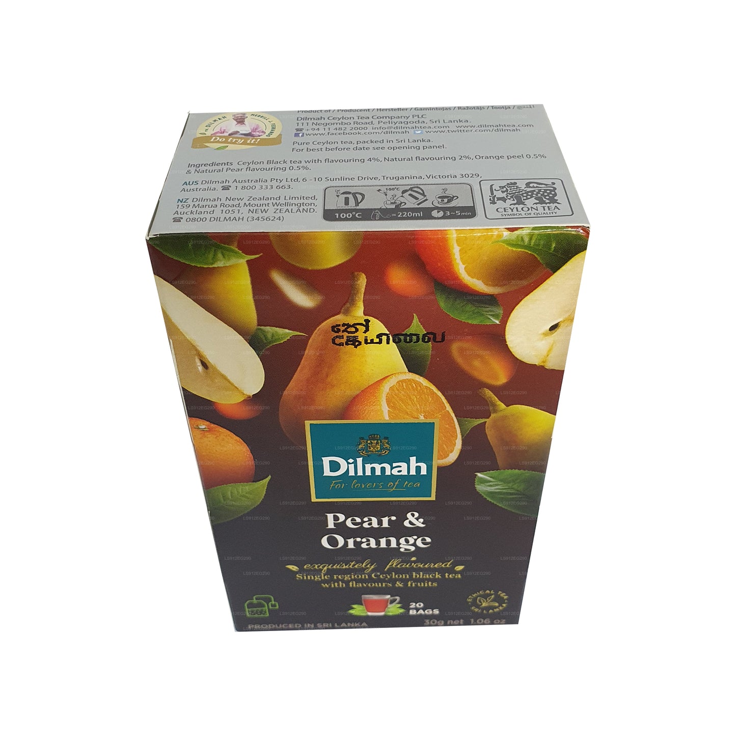 Dilmah päron och apelsin smaksatt Ceylon svart te (30g) 20 tepåsar