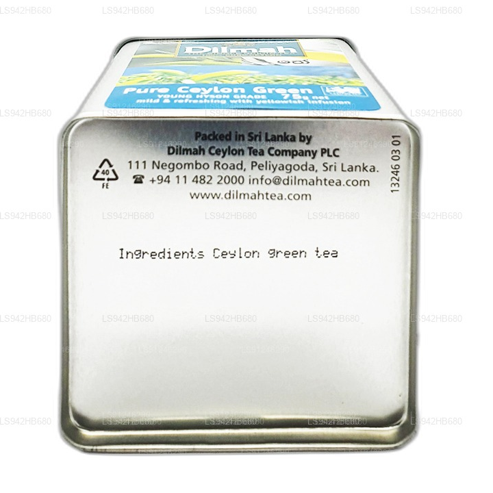 Dilmah Pure Ceylon grönt te (YOUNG HYSON GRADE) Löst bladte (75g) Caddy