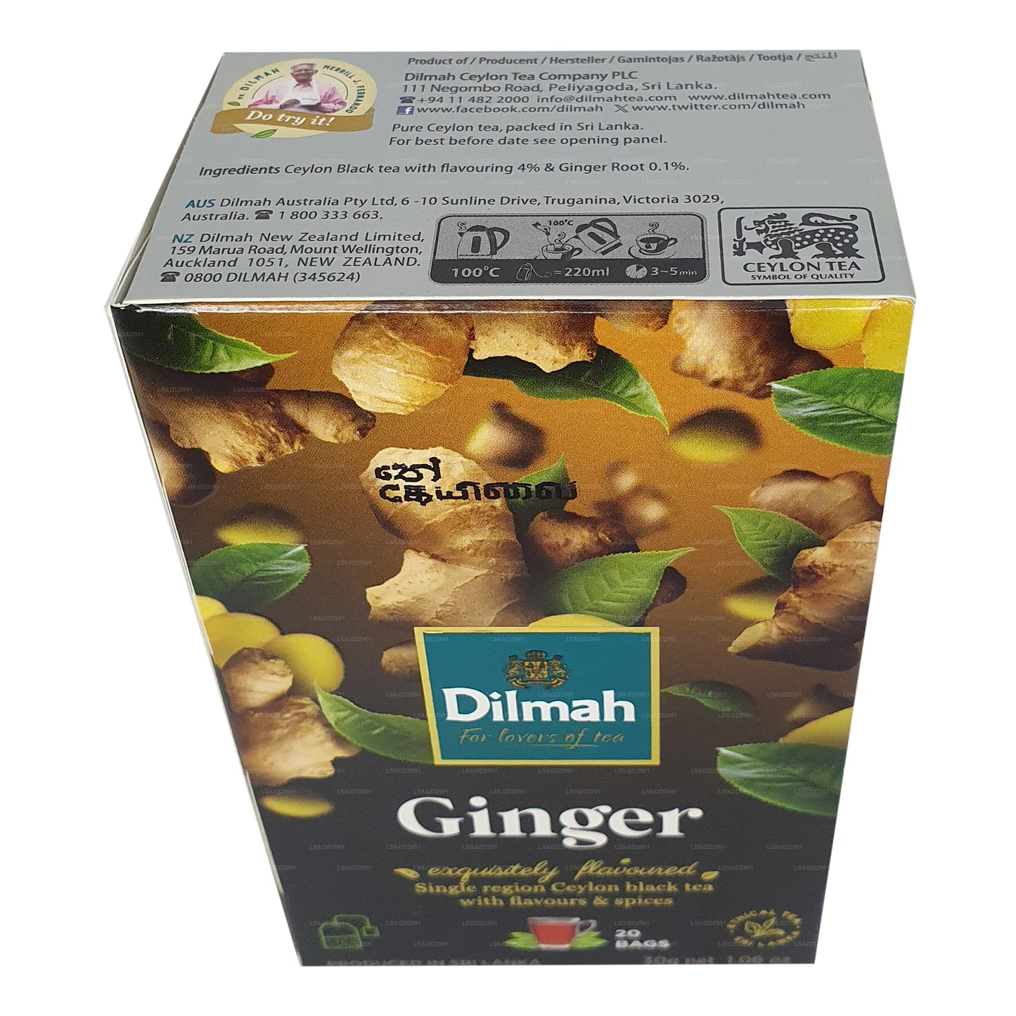 Dilmah ingefära smaksatt svart te (30g) 20 tepåsar
