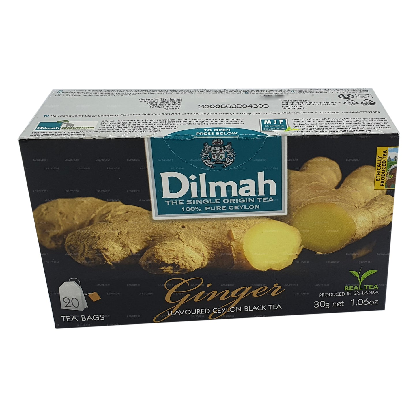 Dilmah ingefära smaksatt svart te (30g) 20 tepåsar