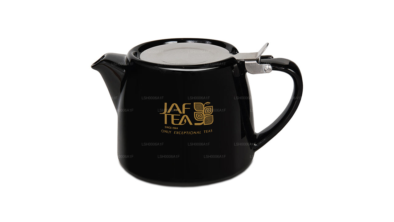 Jaf Tea High Gloss Black Stubbe Type Porslin Tekanna Med Infuser i Rostfritt Stål