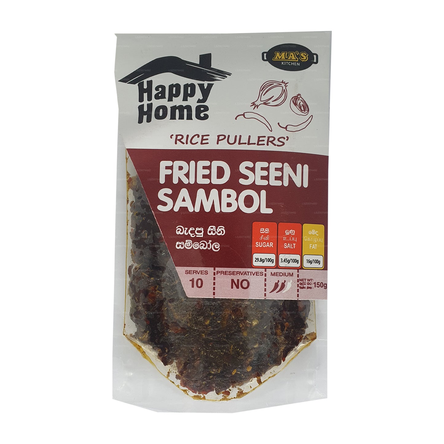 MA's Kitchen Happy Home Stekt Seeni Sambal (150g)